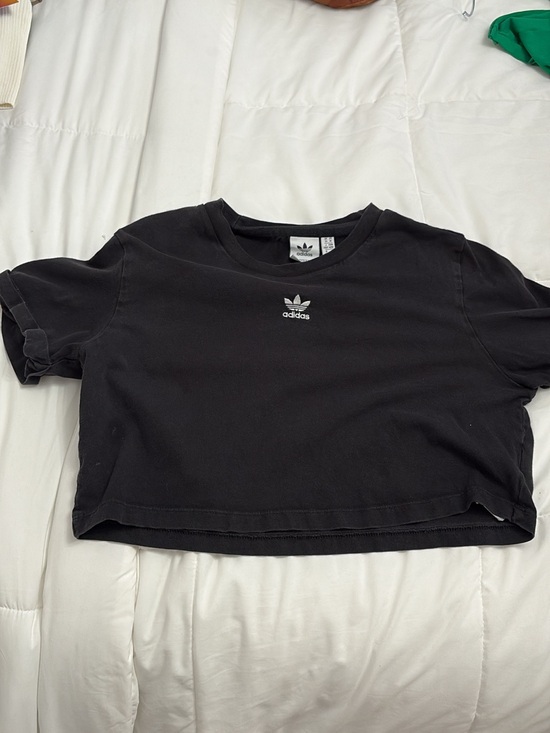 adidas Tops - adidas Black Cropped Trefoil Logo Tee